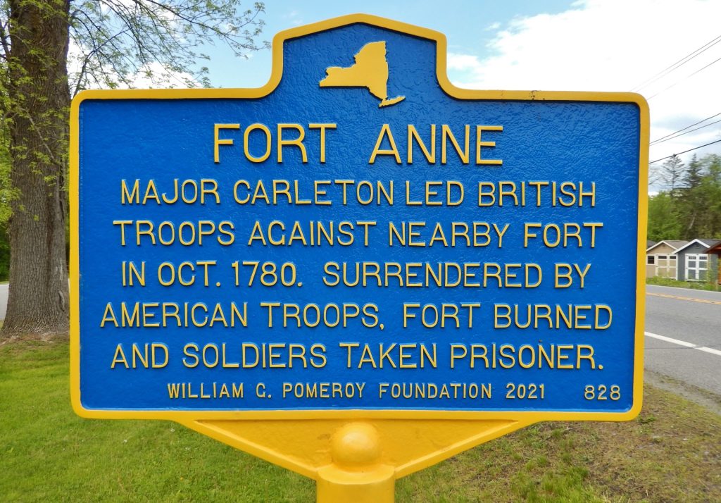 FORT ANNE REVOLUTIONARY WAR MEMORIAL MARKER OCT 1780