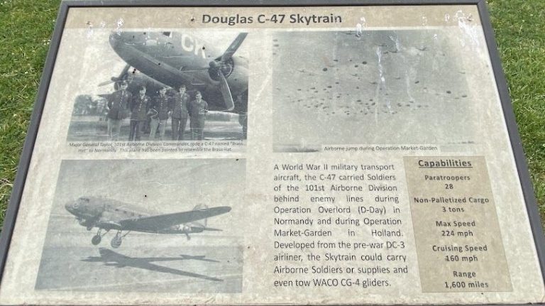 FORT CAMPBELL DOUGLAS C-47 SKYTRAIN MEMORIAL AIRCRAFT PLAQUE