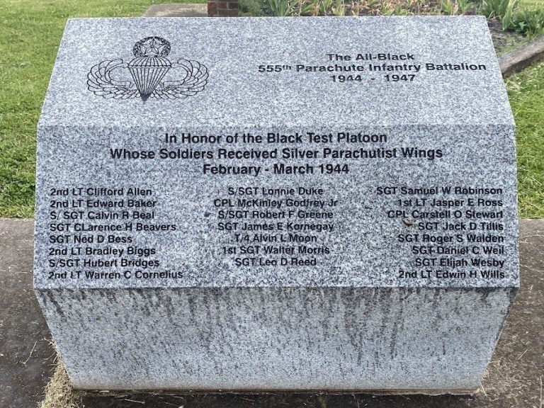 FORT CAMPBELL THE ALL-BLACK 555TH PARACHUTE INFANTRY BATTALION WAR MEMORIAL