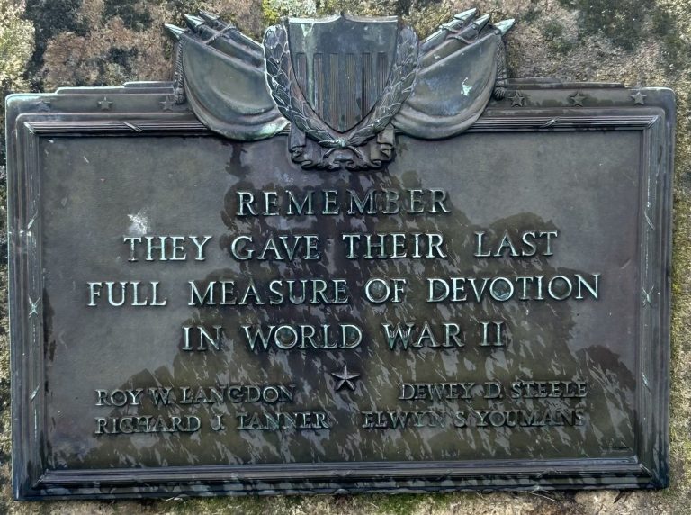 FREEVILLE FULL MEASURE OF DEVOTION WORLD WAR II MEMORIAL PLAQUE