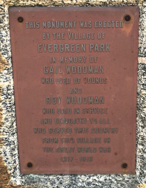 GAIL WOODMAN AND ROY WOODMAN WAR MEMORIAL PLAQUE