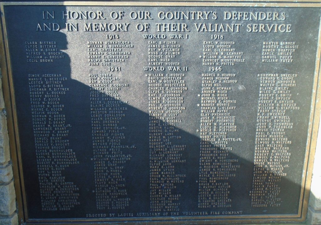 GARRETT WORLD WARS MEMORIAL PLAQUE
