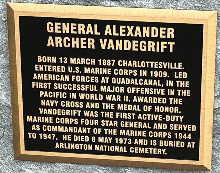 GENERAL ALEXANDER ARCHER VANDEGRIFT WAR MEMORIAL PLAQUE
