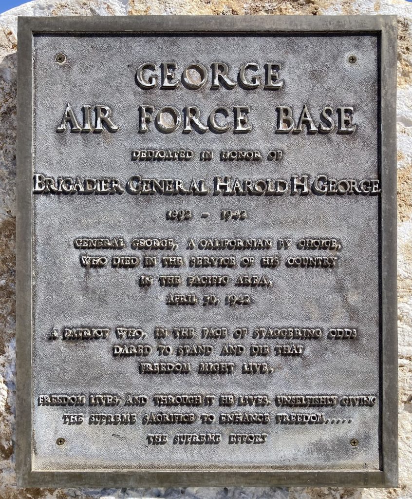 GEORGE AIR FORCE BASE MEMORIAL PLAQUE