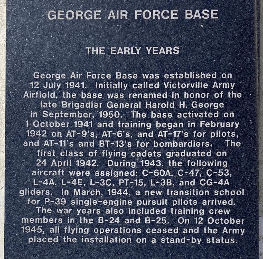 GEORGE AIR FORCE BASE MEMORIAL STONE A