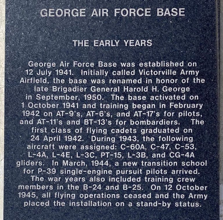 GEORGE AIR FORCE BASE MEMORIAL STONE A