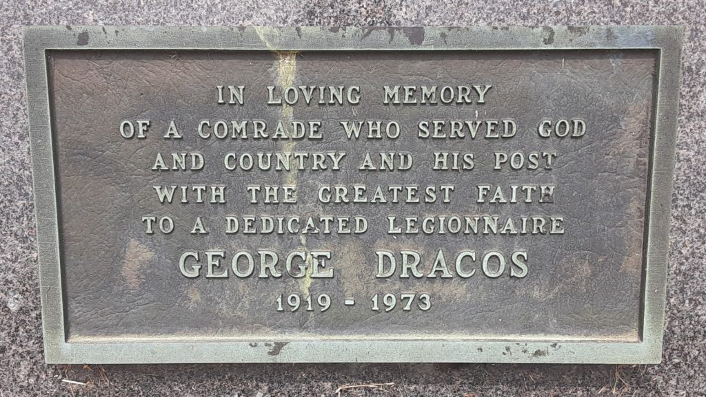 GEORGE DRACOS WAR MEMORIAL PLAQUE