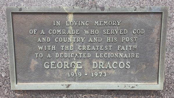 GEORGE DRACOS WAR MEMORIAL PLAQUE
