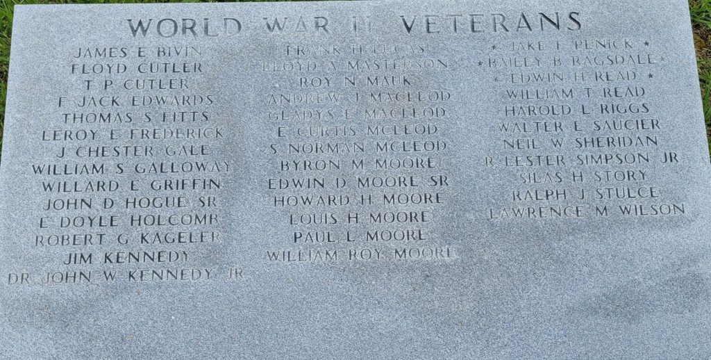 GRAPELAND WAR VETERANS MEMORIAL HONOR ROLL STONE B