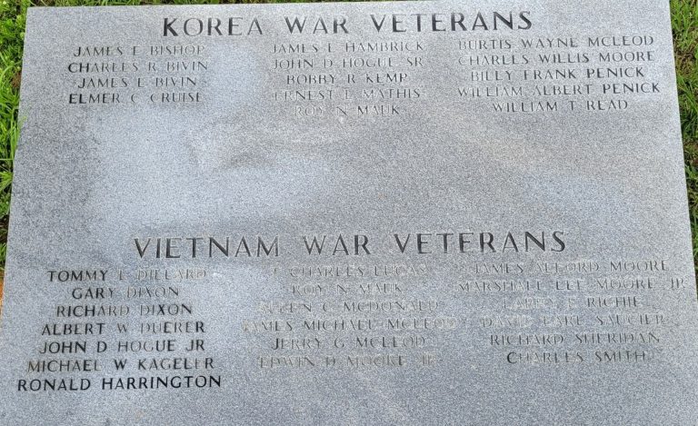 GRAPELAND WAR VETERANS MEMORIAL HONOR ROLL STONE C