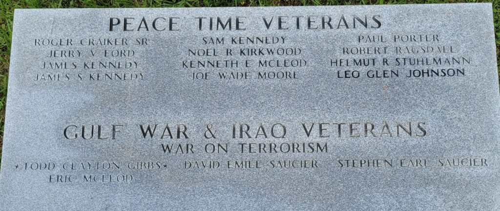 GRAPELAND WAR VETERANS MEMORIAL HONOR ROLL STONE D