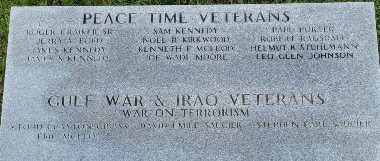 GRAPELAND WAR VETERANS MEMORIAL HONOR ROLL STONE D
