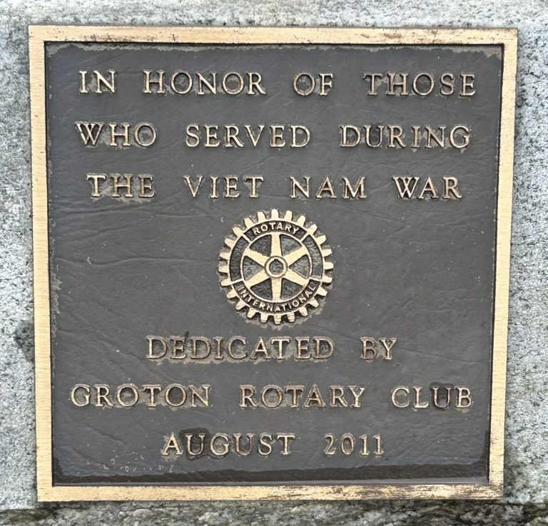 GROTON ROTARY CLUB VIETNAM WAR MEMORIAL PLAQUE