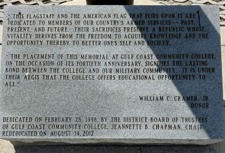 GULF COAST COMMUNITY COLLEGE VETERANS MEMORIAL FLAGPOLE STONE