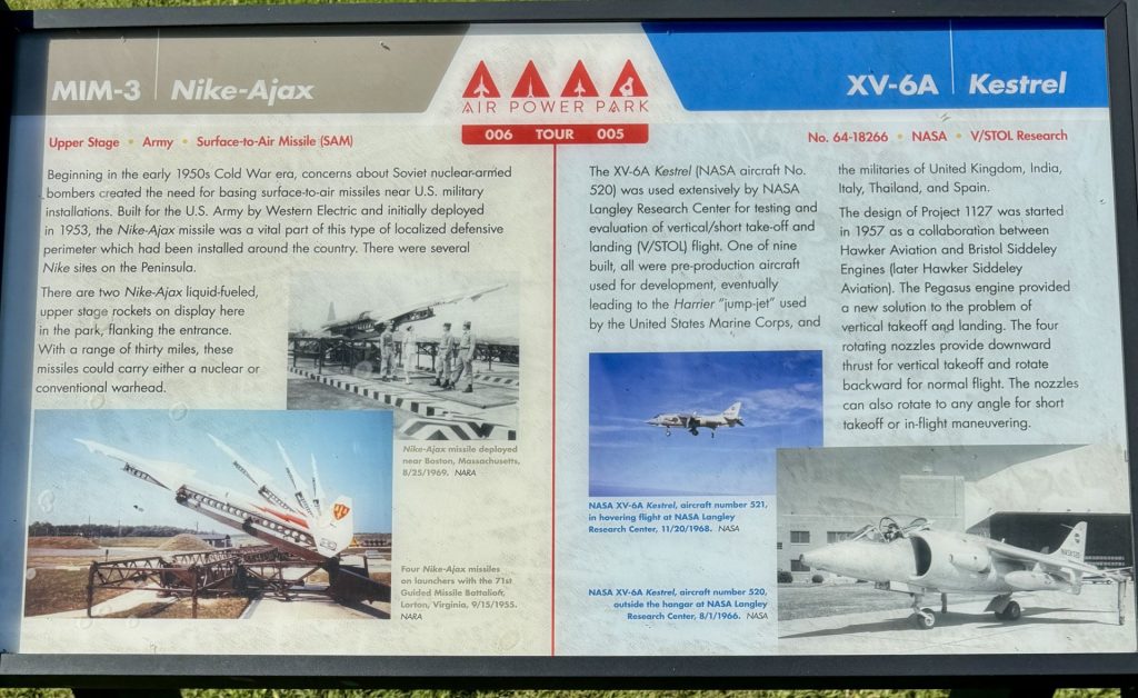 HAMPTON MIM-3 NIKE-AJAX AND XV-6A KESTREL MEMORIAL PANEL