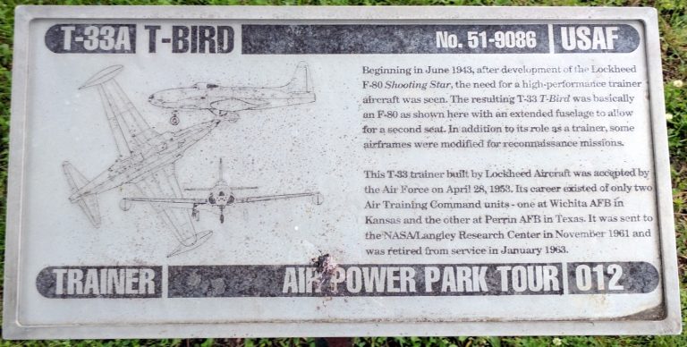 HAMPTON T-33A T-BIRD MEMORIAL AIRCRAFT PLAQUE