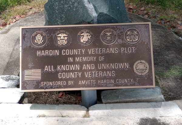 HARDIN COUNTY KNOWN AND UNKNOWN COUNTY VETERANS MEMORIAL PLAQUE