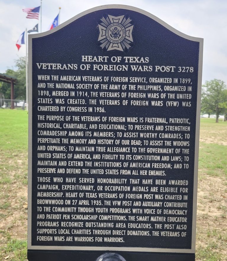 HEART TEXAS VETERANS OF FOREIGN WARS POST 3278 MEMORIAL MARKER