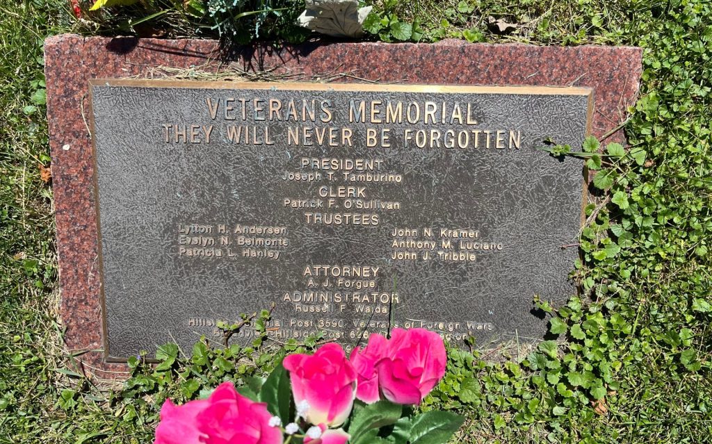 HILLSIDE VETERANS MEMORIAL FLAGPOLE PLAQUE