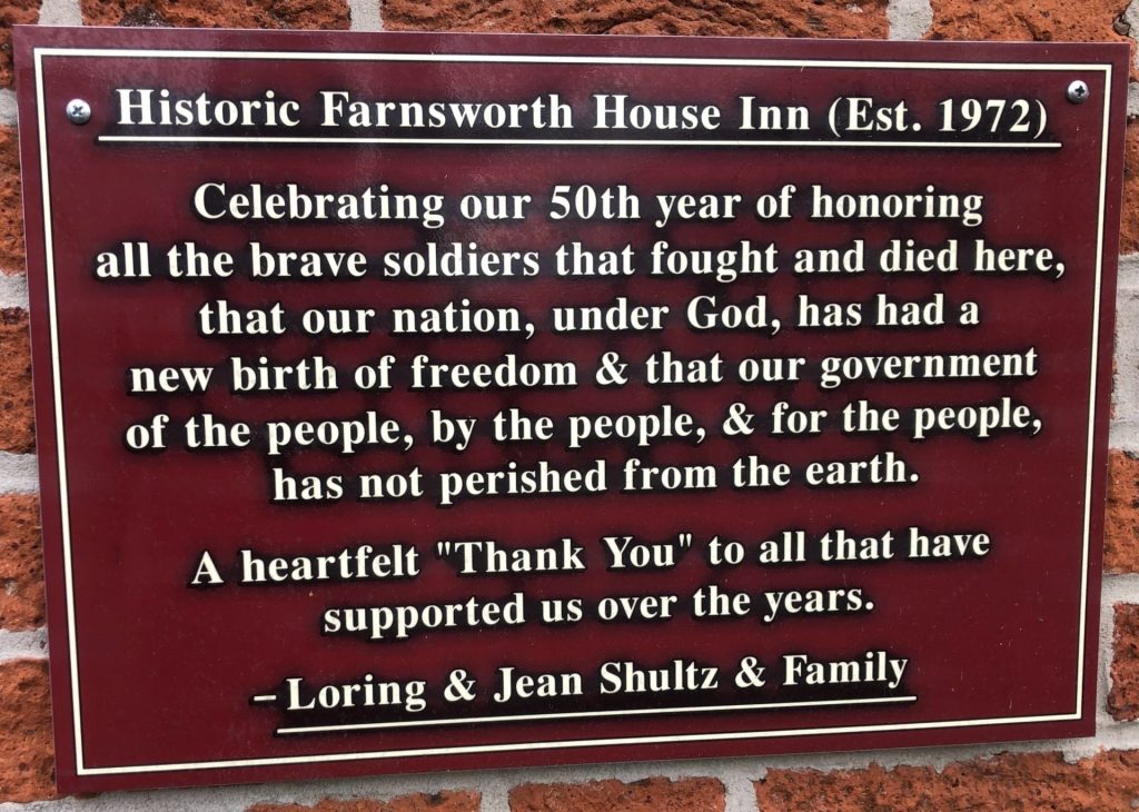 HISTORIC FARNSWORTH HOUSE INN MEMORIAL PLAQUE