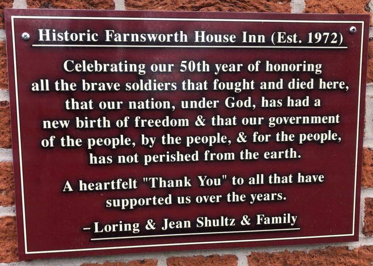 HISTORIC FARNSWORTH HOUSE INN MEMORIAL PLAQUE
