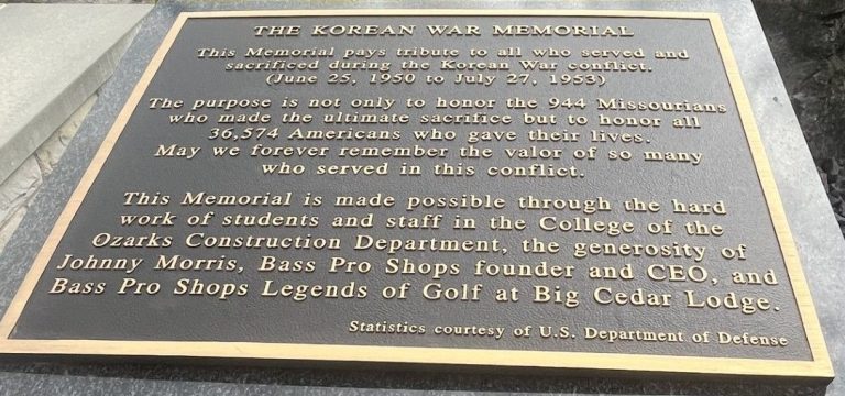 HOLLISTER THE KOREAN WAR MEMORIAL PLAQUE