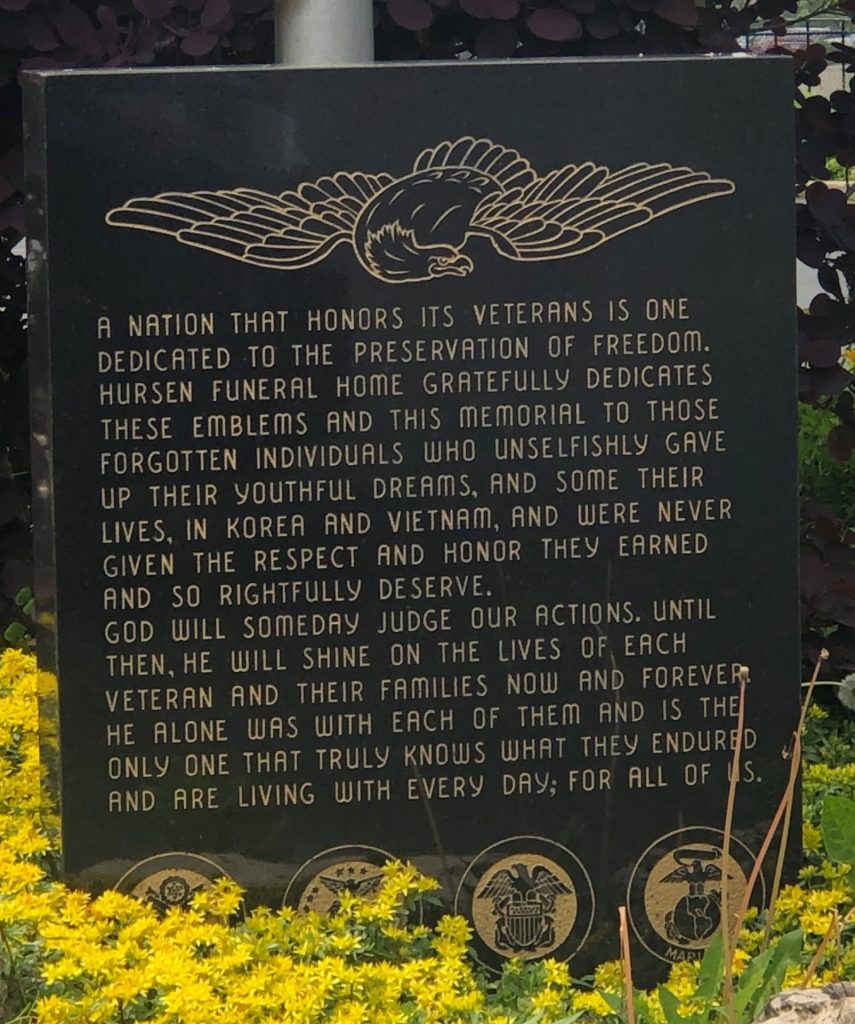 HURSEN FUNERAL HOME KOREA AND VIETNAM WAR MEMORIAL