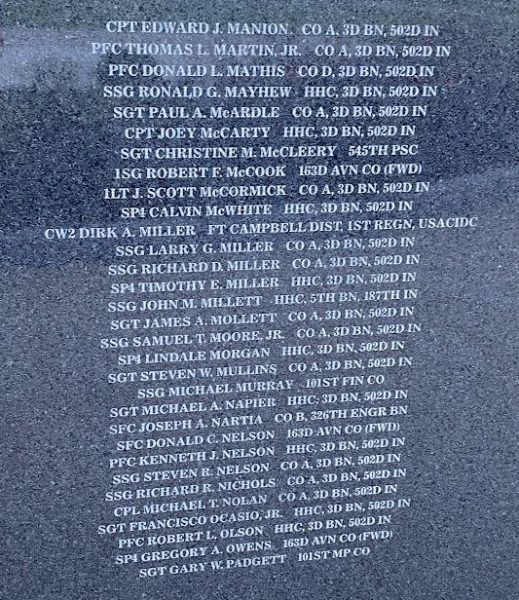 IN MEMORY OF 248 SOLDIERS OF TASK FORCE 3-502 MEMORIAL STONE F