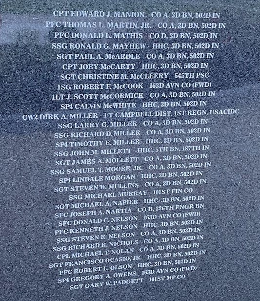 IN MEMORY OF 248 SOLDIERS OF TASK FORCE 3-502 MEMORIAL STONE F