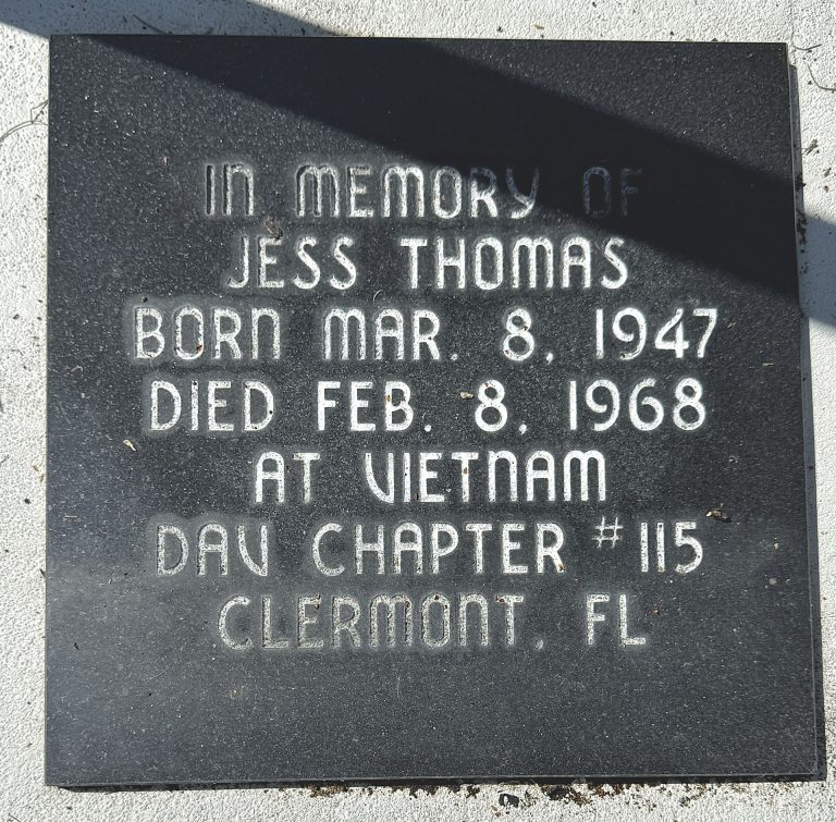 JESS THOMAS WAR MEMORIAL PLAQUE