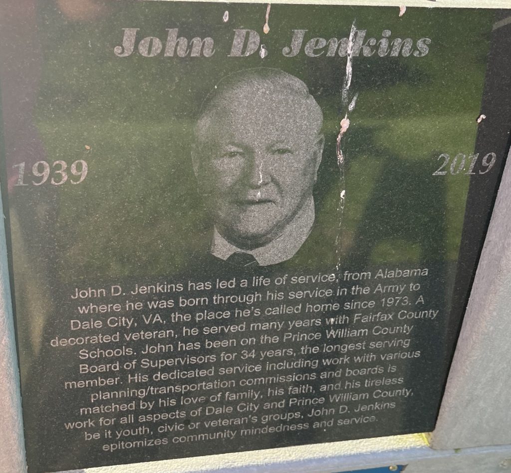 JOHN D. JENKINS WAR MEMORIAL PLAQUE