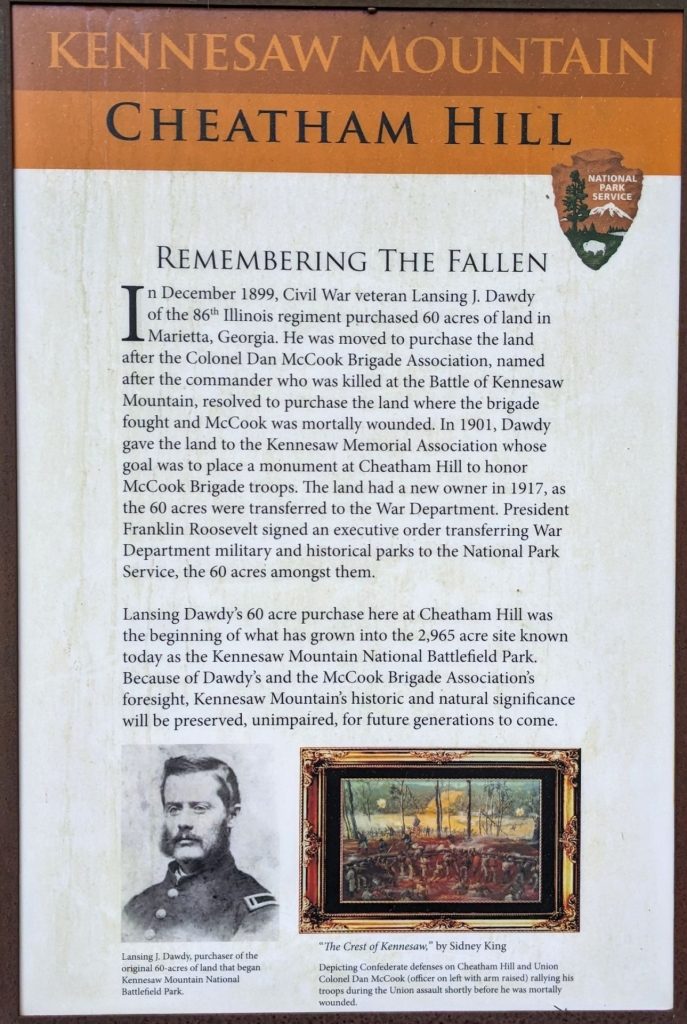 KENNESAW MOUNTAIN CHEATHAM HILL MEMORIAL PLAQUE