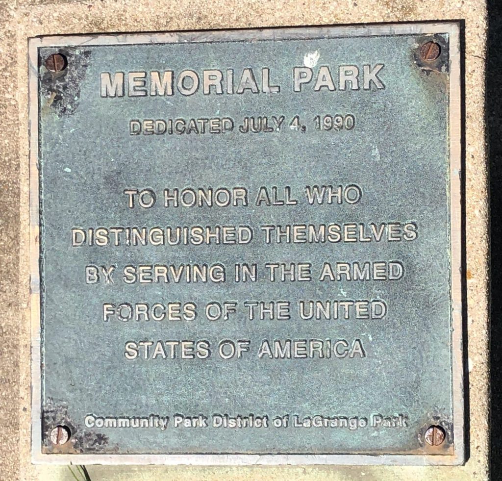 LA GRANGE PARK MEMORIAL PARK PLAQUE