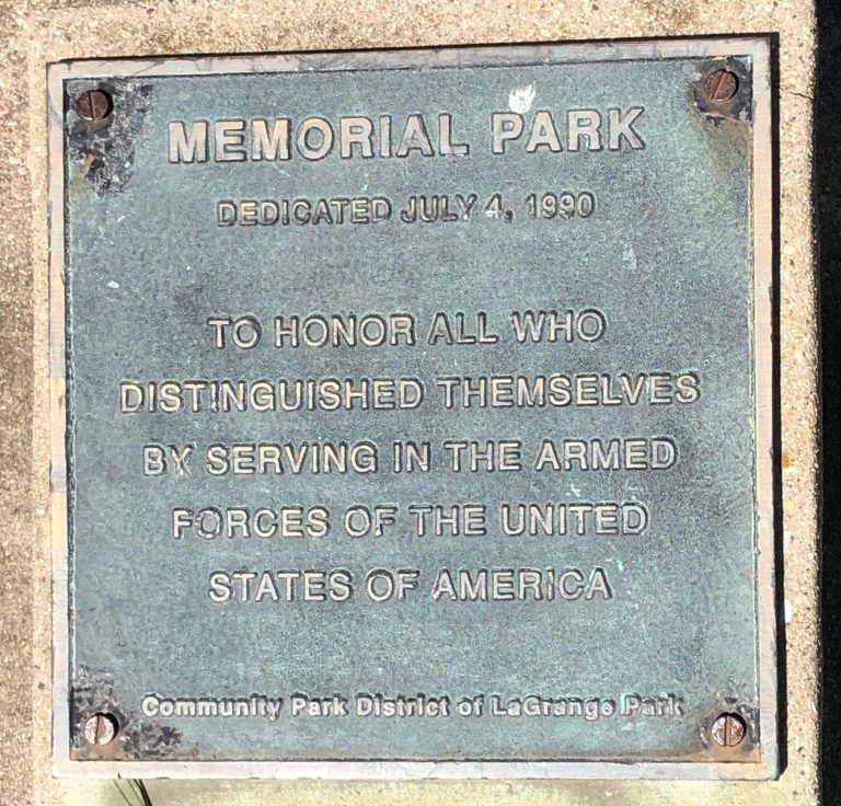 LA GRANGE PARK MEMORIAL PARK PLAQUE