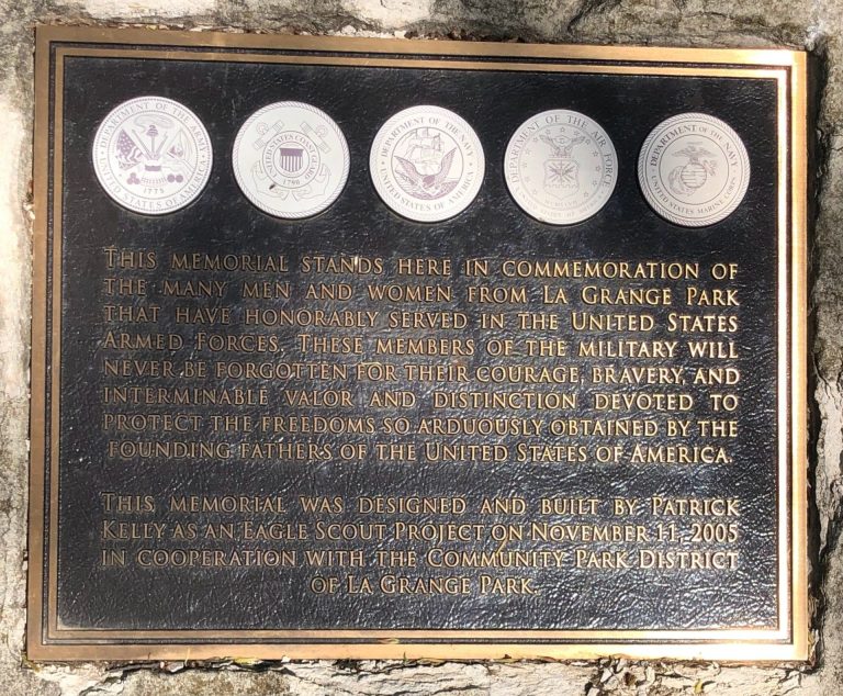 LA GRANGE PARK VETERANS MEMORIAL PLAQUE