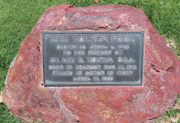 LEE TUCKER POOL MEMORIAL PLAQUE