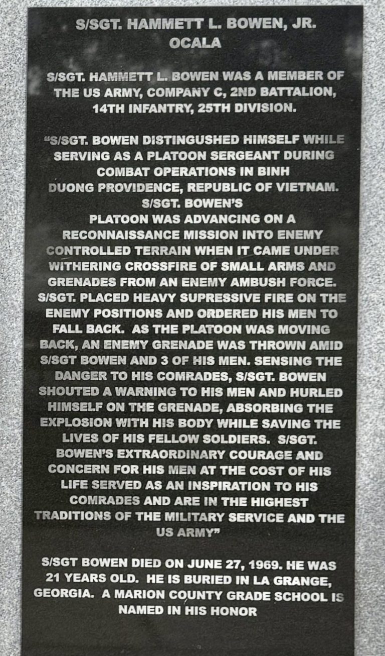 LEESBURG MEDAL OF HONOR RECIPIENTS WAR MEMORIAL PLAQUE C