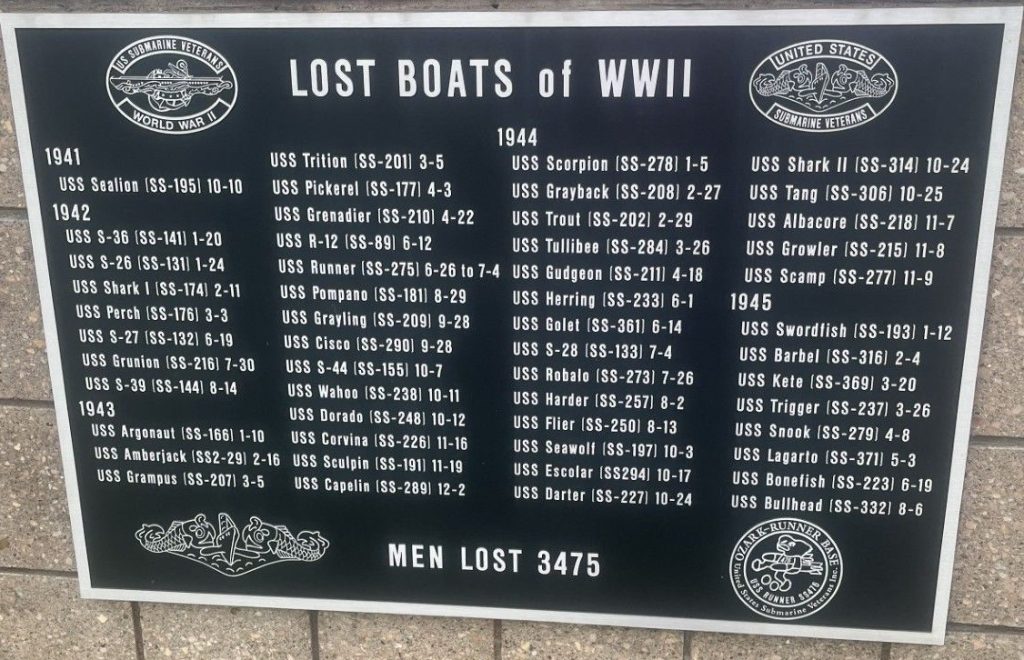 LOST BOATS OF WWII MEMORIAL PLAQUE