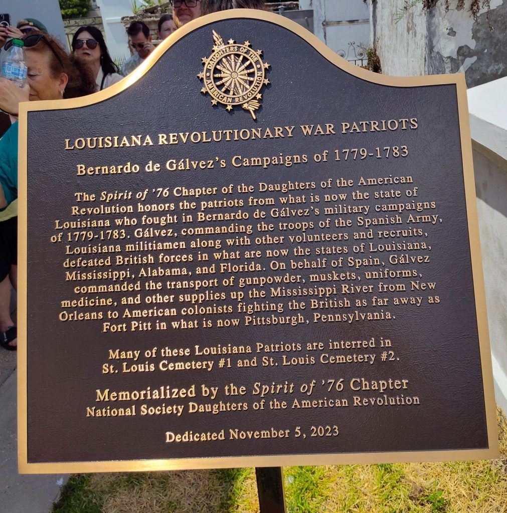 LOUISIANA REVOLUTIONARY WAR PATRIOTS MEMORIAL PLAQUE