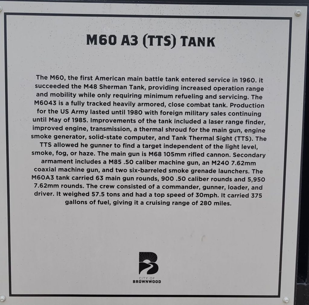 M60 A3 (TTS) TANK MEMORIAL PLAQUE