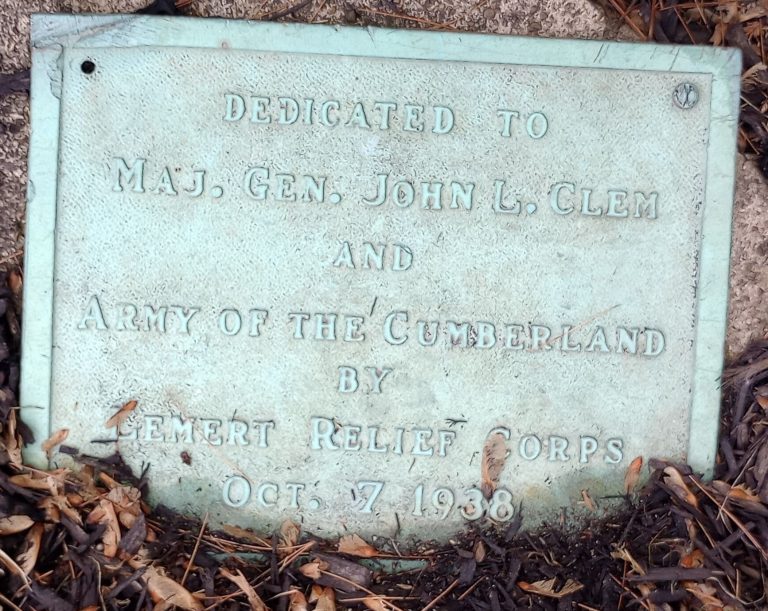 MAJ. GEN. JOHN L. CLEM WAR MEMORIAL PLAQUE
