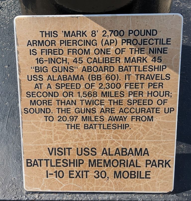 ‘MARK 8’ ARMOR PIERCING PROJECTILE MEMORIAL PLAQUE