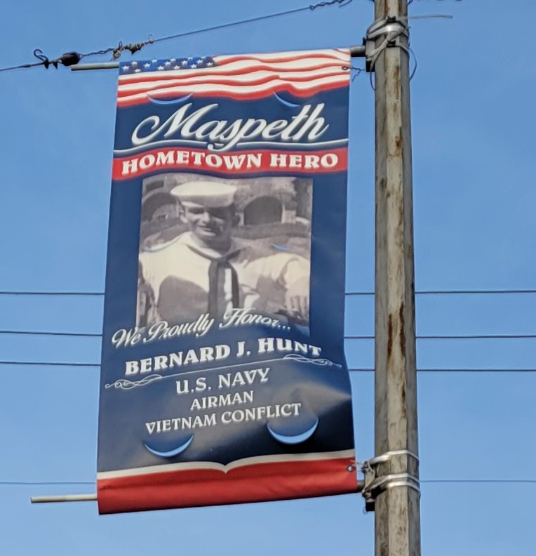 MASPETH HOMETOWN HERO BERNARD J. HUNT MEMORIAL BANNER