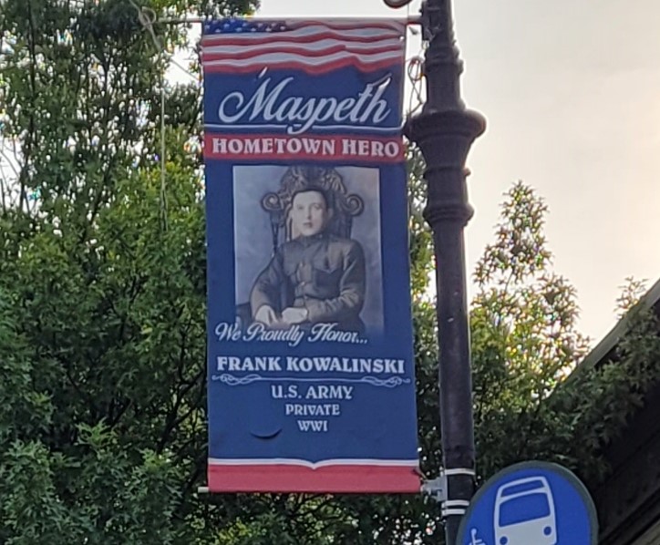 MASPETH HOMETOWN HERO FRANK KOWSLINSKI MEMORIAL BANNER