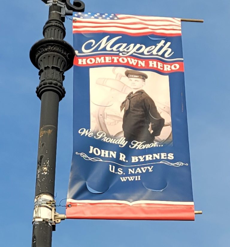 MASPETH HOMETOWN HERO JOHN R. BYRNES MEMORIAL BANNER