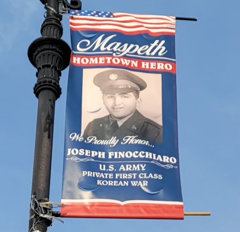 MASPETH HOMETOWN HERO JOSEPH FINOCCHIARO MEMORIAL BANNER