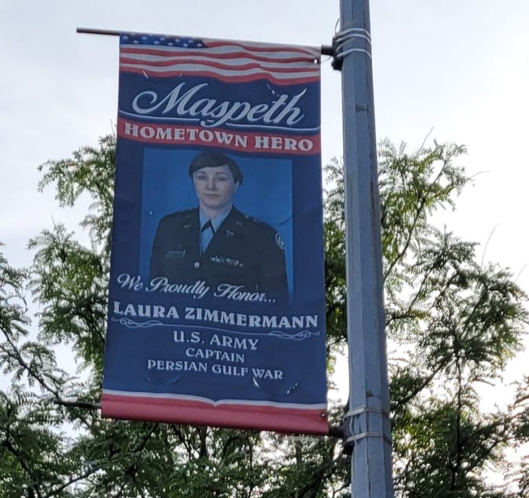 MASPETH HOMETOWN HERO LAURA ZIMMERMANN MEMORIAL BANNER