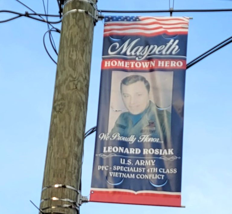 MASPETH HOMETOWN HERO LEONARD ROSIAK MEMORIAL BANNER
