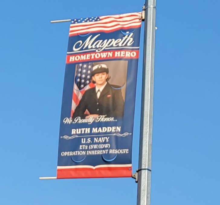 MASPETH HOMETOWN HERO RUTH MADDEN MEMORIAL BANNER