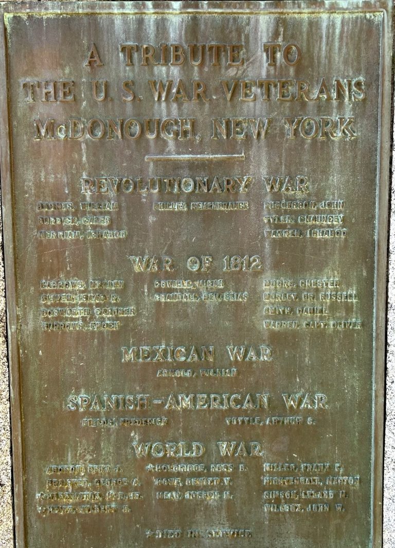 MCDONOUGH U.S. WAR VETERANS MEMORIAL PLAQUE